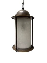 Patinated Brass Arts & Crafts Art Nouveau Lantern, 1900s